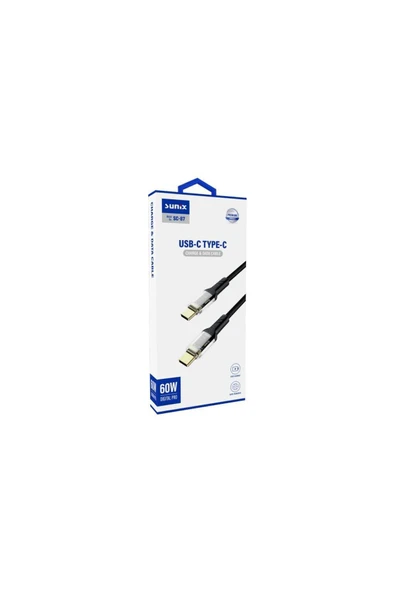 SUNİX 60w Usb-c Şarj Ve Data Kablosu Siyah Sc-87 - Resim 2