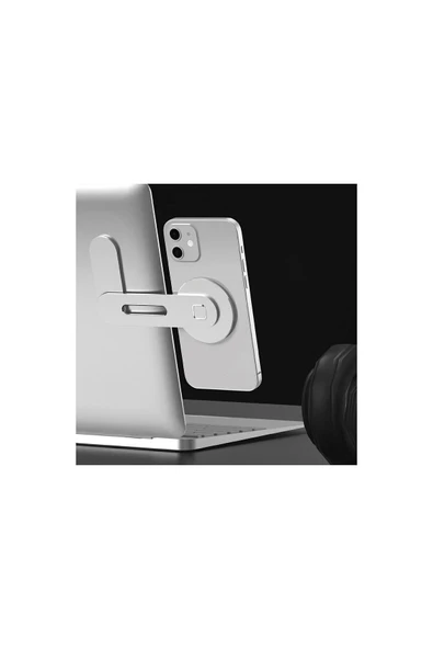 SUNİX Metal Ayarlanabilir Laptop Ve Monitör Yanı Manyetik Telefon Tutucu Gri Stand-14 - 2