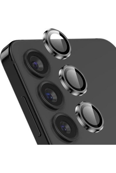 SUNİX Samsung S24 Ile Uyumlu Darbeye Dayanıklı Safir Kamera Lens Koruyucu Siyah