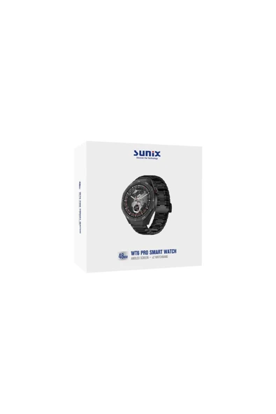 SUNİX Amoled Ekran 48mm Metal ve Silikon Kordonlu Akıllı Saat Siyah WT6 Pro - Resim 6
