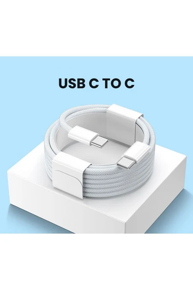 SUNİX iPhone 15/16 Uyumlu 60W USB-C Hızlı Şarj Kablosu | Type-C to Type-C | Dayanıklı Örgülü Kablo - Resim 4