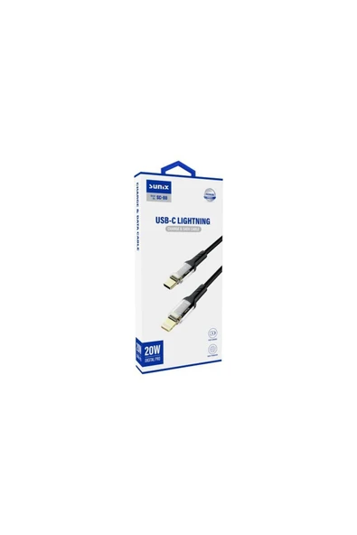 SUNİX 20w Usb-c Lightning Şarj Ve Data Kablosu Siyah Sc-88 - Resim 2