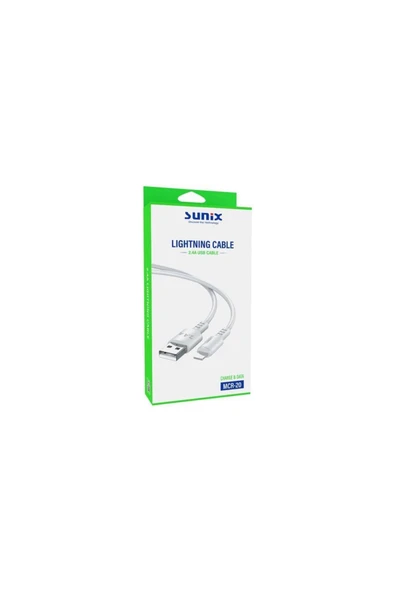 SUNİX 2a Usb / Lightning Şarj Ve Data Kablosu Beyaz Mcr-20 - Resim 2
