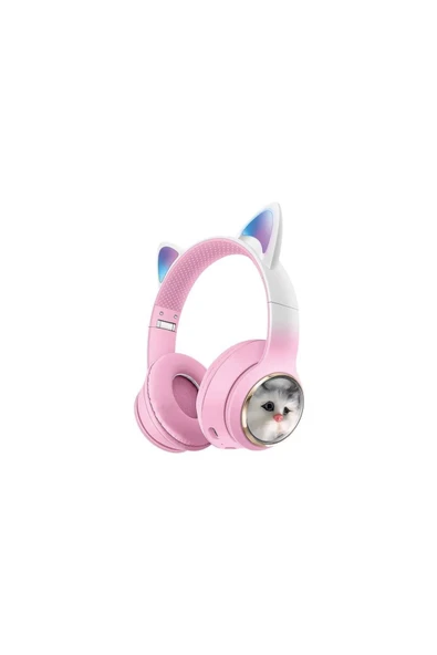 SUNİX Wireless 5.3 Stereo Kedili Kulak Üstü Bluetooth Kulaklık Pembe Blt-45 ürün görseli