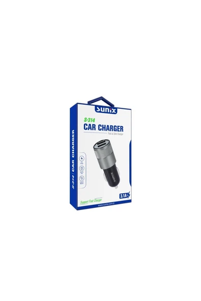 SUNİX 3.1a Çift Usb Araç Şarj Cihazı Başlık S-314 - 2
