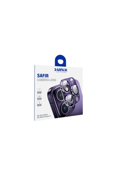 SUNİX Iphone 14 / 14 Plus Ile Uyumlu Darbeye Dayanıklı Safir Kamera Lens Koruyucu Siyah - Resim 2