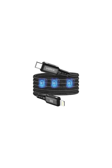SUNİX 30W Mıknatıslı Usb-C Lightning Data ve Şarj Kablosu IP-30 ürün görseli 1