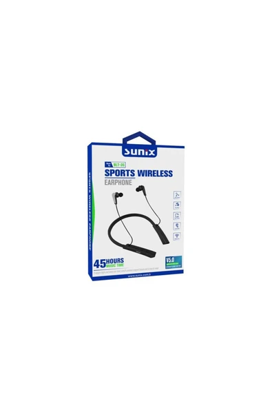 SUNİX Bluetooth 5.0 45 Saat Kullanım Süreli Boyun Askılı Bluetooth Kulaklık Siyah Blt-35 - Resim 2