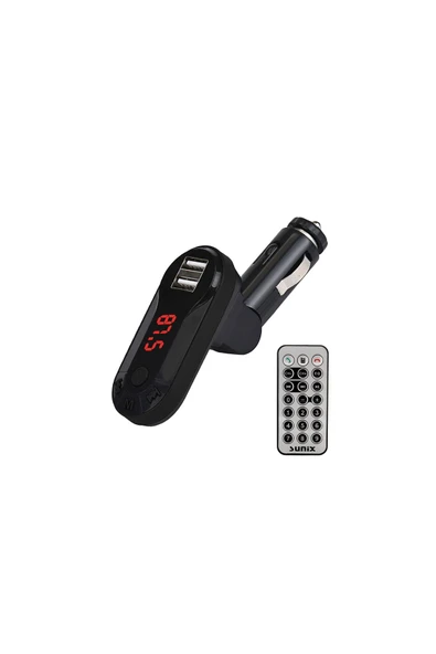 SUNİX Mdl-11 Araç Çakmaklık Fm Bluetooth Transmitter Modülatörü Kumandalı 2.1a Hızlı Şarj - Resim 2
