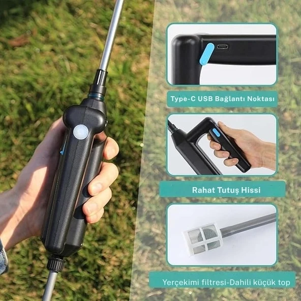 Monozone Basınçlı 7.4v Püskürtücü Lityum Pil Çok Amaçlı Elektrikli Bahçe Sulama Tabancası Oto Yıkama - Resim 3