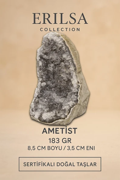 Sertifikalı Ametist Taşı Kütlesi 183 Gr – Ham Doğal Kristal Dekoratif Taş Stresi Azalt Huzur Ver ürün görseli