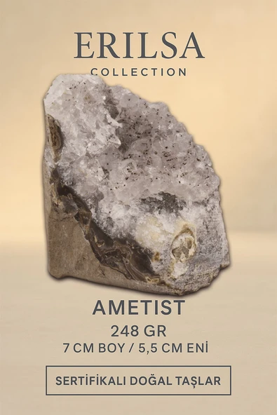 Sertifikalı Ametist Taşı Kütlesi 248gr – Ham Doğal Kristal Dekoratif Taş Stresi Azalt ve Huzur Ver ürün görseli