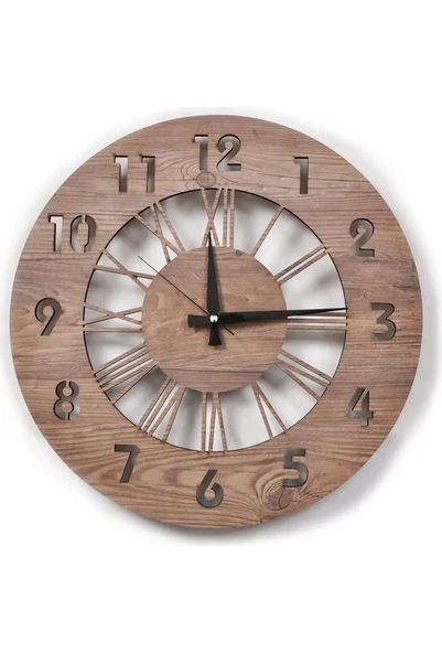 Ceviz Modern Roma rakamlı Dekoratif duvar Saat
