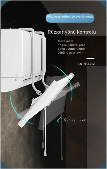 Monozone Evrensel Klima Yönlendirici  Ayarlanabilir Metal Klima Deflektörü Jaluzili Klima Kalkanı - 7