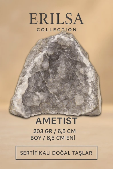 Sertifikalı Ametist Taşı Kütlesi 203 Gr – Ham Doğal Kristal Dekoratif Taş Stresi Azalt Huzur Ver ürün görseli