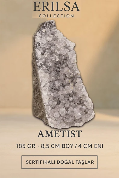 Sertifikalı Ametist Taşı Kütlesi 185 Gr – Ham Doğal Kristal Dekoratif Taş Stresi Azaltır Huzur Ver ürün görseli