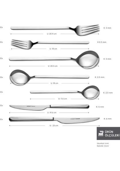 Karaca Elegance Gale Platin 12 Kişilik 84 Parça Çatal Kaşık Bıçak Takımı - 2