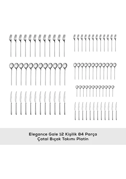 Karaca Elegance Gale Platin 12 Kişilik 84 Parça Çatal Kaşık Bıçak Takımı - 3
