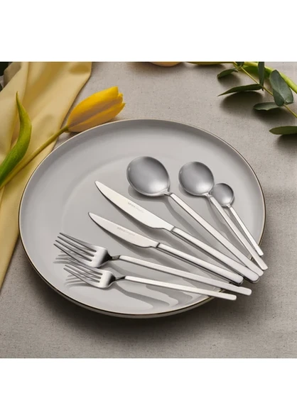 Karaca Elegance Gale Platin 12 Kişilik 84 Parça Çatal Kaşık Bıçak Takımı