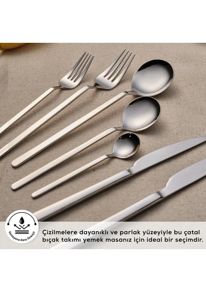 Karaca Elegance Gale Platin 12 Kişilik 84 Parça Çatal Kaşık Bıçak Takımı - 4
