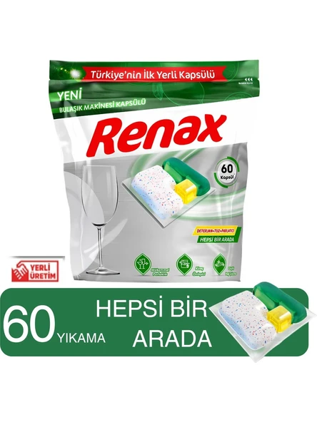 Renax Bulaşık Makinesi Kapsülü Hepsi Bir Arada 60 Lı