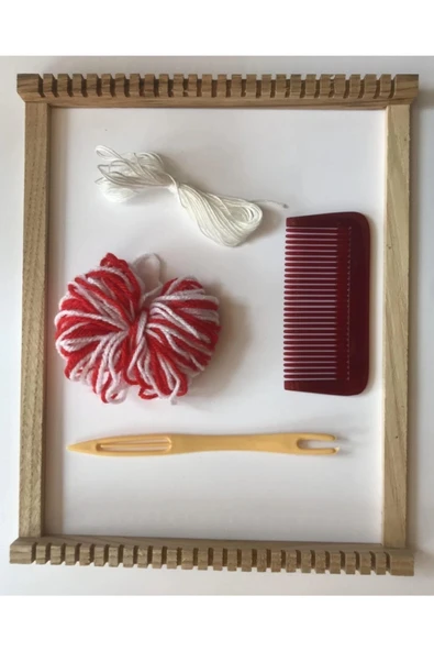 Ahşap Halı Dokuma Seti İş Eğitimi Halı Dokuma Tezgahı - Resim 2