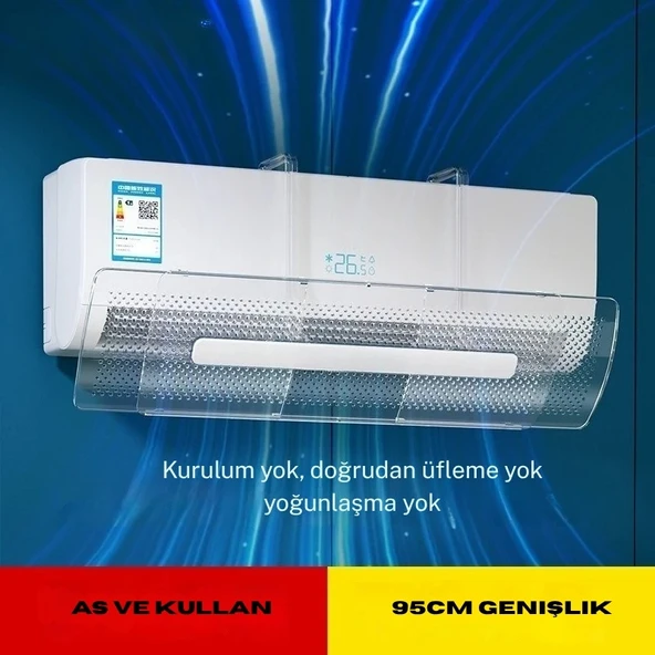 Monozone Şeffaf Klima Hava Yönlendirici Çarpma Önleyici Rüzgar Kalkanı Split Tipi Klima Siperliği - 3