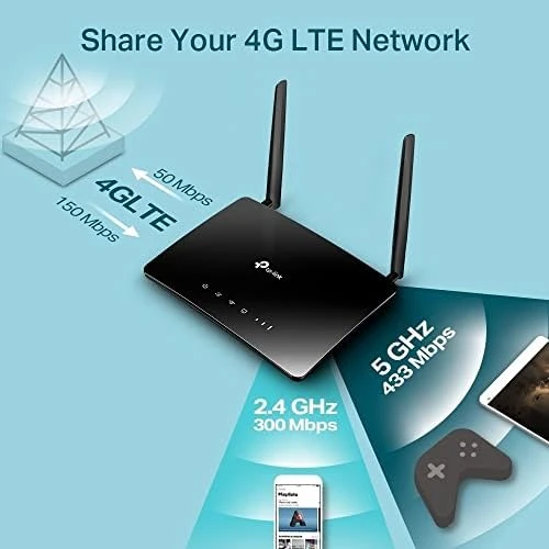 TP-Link Archer MR400, AC1200 Mbps, 4G/3G SIM Yuvası, 64 Cihaza Kadar Bağlantı, Yapılandırma Gerektirmez, Konuk Ağı ve Ebeveyn Kontrolü Desteği, Wi-Fi 5 Dual Band 4G LTE Router - 4