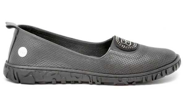 MAMMAMİA D25YA-135 TAŞ DETAYLI KADIN DERİ BABAET - Resim 2