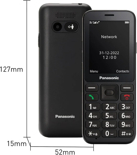 Panasonic KX-TU250EXB 4G (2,4 inç) renkli ekran, öncelikli arama, darbeye dayanıklı, kulaklık uyumluluğu, Bluetooth, kamera 1,2 MP (siyah) ile kolay kullanım için cep telefonu - 3
