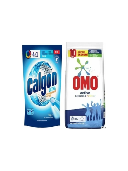 OMO 10 KG RENKLİ VE BEYAZLAR TOZ DETERJAN VE CALGON 750 MG TOZ KİREÇ ÇÖZ