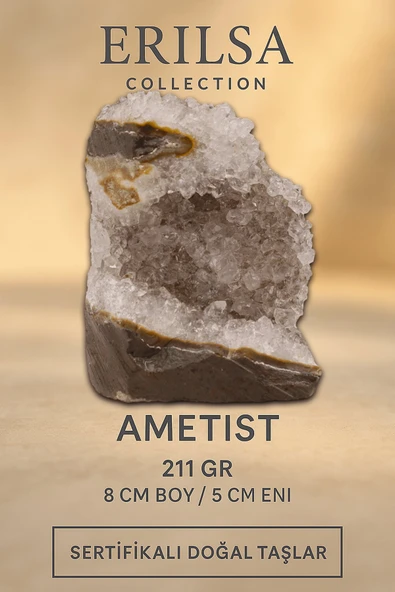 Sertifikalı Ametist Taşı Kütlesi 211 Gr – Ham Doğal Kristal Dekoratif Taş Stresi Azaltır ve Huzur Verir ürün görseli