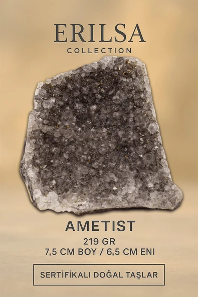 Sertifikalı Ametist Taşı Kütle 219gr Doğal Kristal Dekoratif Taş Stresi Azalt Huzur Ver ürün görseli