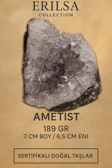 Sertifikalı Ametist Taşı Kütlesi 189 Gr – Ham Doğal Kristal Dekoratif Taş Stresi Azalt Huzur Ver ürün görseli