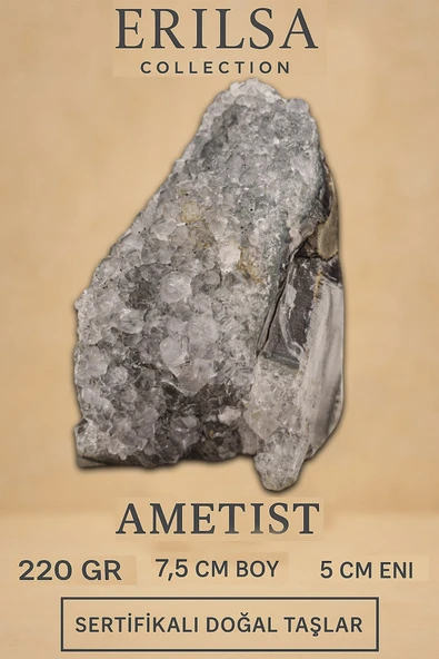 Sertifikalı Ametist Taşı Kütlesi 220 Gr – Ham Doğal Kristal Dekoratif Taş Stresi Azalt ve Huzur Ver ürün görseli