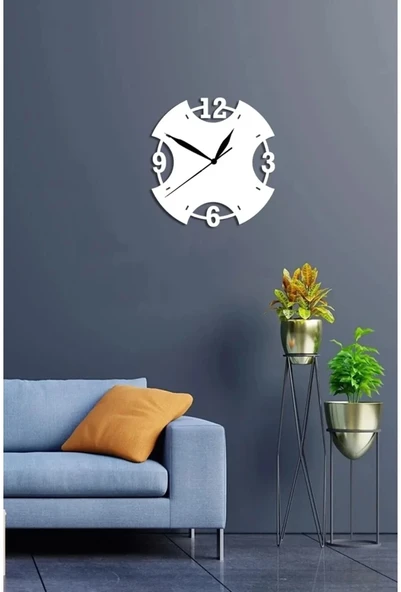 Beyaz Modern Ahşap dekor Saat - 1