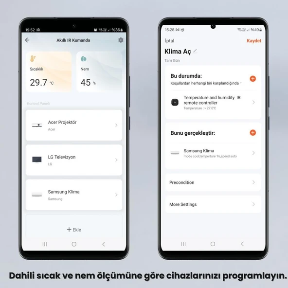 NOVATO Tuya Uyumlu Dahili Sıcaklık ve Nem Sensörlü WiFi IR Kumanda (WAK-02) - Resim 2