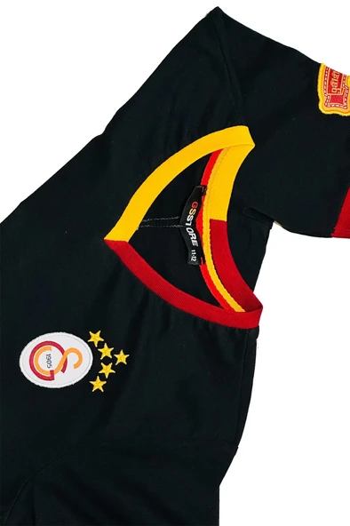 Galatasaray Orijinal 5 Yıldızlı Siyah Basic Çocuk T-shirt Gs Aslan Baskılı Hediyelik Ahşap Kutulu - 7