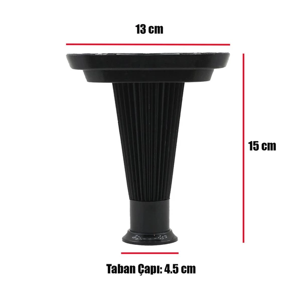 Mobilya Kanepe Ünite Koltuk Ayağı 15 Cm Siyah Baza Ayakları (4 ADET) - 4