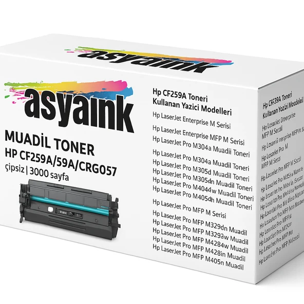 HP M428fdn CF259A Muadil Toner 3000sf Çipsiz Asyaink