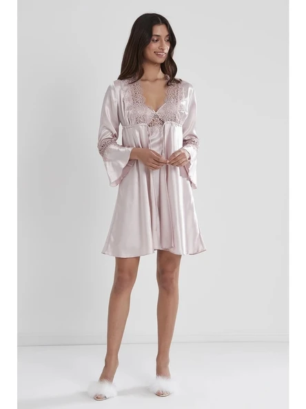 Pierre Cardin 6325 6'lı Saten Gecelik Sabahlık Takım