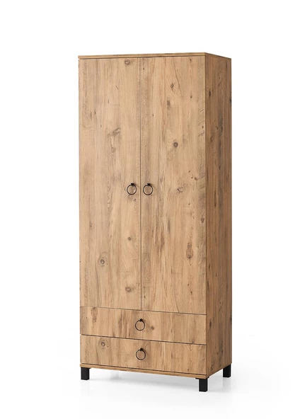 2 Kapılı 2 Çekmeceli Gardrop Elbise Dolabı 79x46x189cm - 2