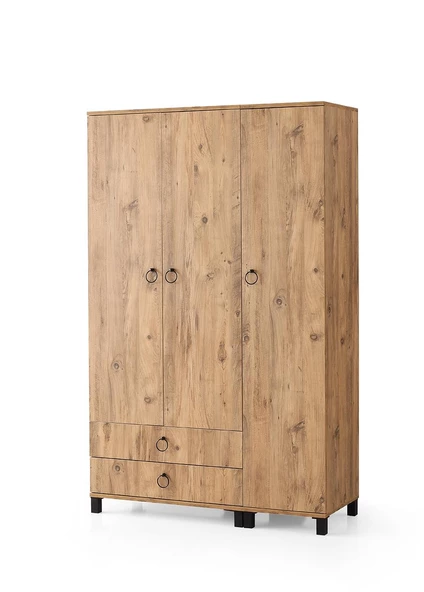 3 Kapılı 2 Çekmeceli Gardrop Elbise Dolabı 120x46x189cm - 3