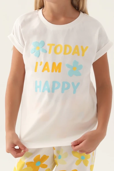 Roly Poly 3394-2 Kız Çocuk Çiçekli Kısa Kol Pijama Takım - 4