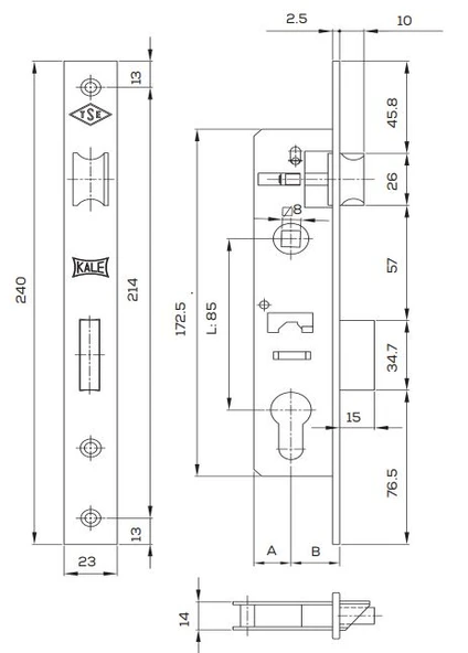 KALE Kilit 153 U 20 Mm Alüminyum Barelsiz Kilit - 2