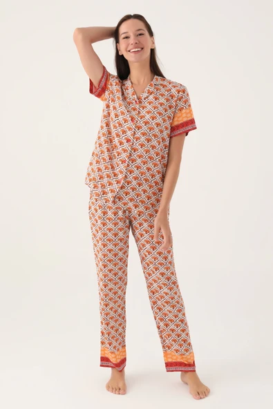 Pierre Cardin PC8823-S Kadın Gömlek Yaka Pijama Takımı - 2
