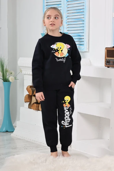 Kapitex 6180 Kız Çocuk Twety Baskılı Uzun Kol Pijama Takımı - 3