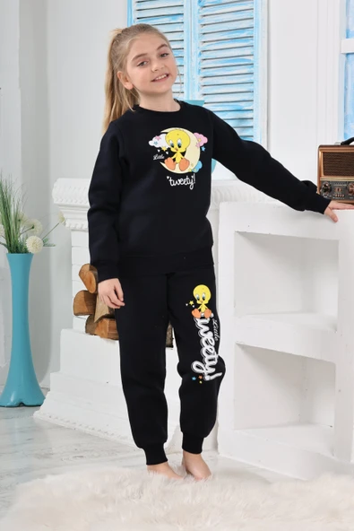 Kapitex 6180 Kız Çocuk Twety Baskılı Uzun Kol Pijama Takımı - 2