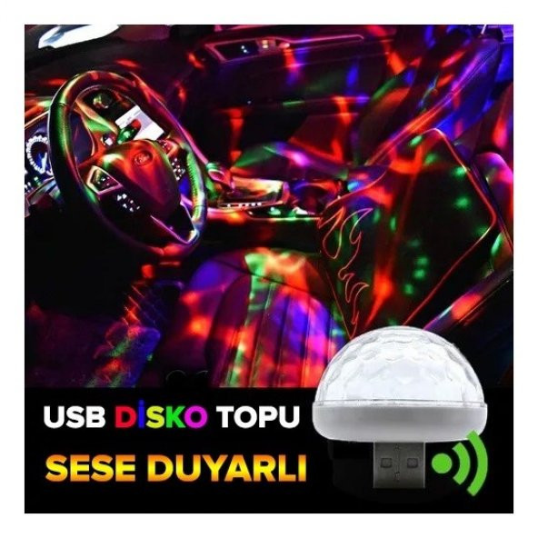 USB Disko Topu Sese Duyarlı Renkli Canlı Işık Rgb Müzik Duyarlı - 2