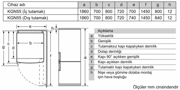 Bosch KGN55CIE0N Kombi No Frost Buzdolabı - 6